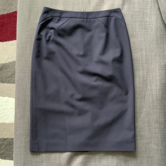 BOSS Navy Venina Patchwork Pencil Skirt Sz 2 - Picture 2 of 4